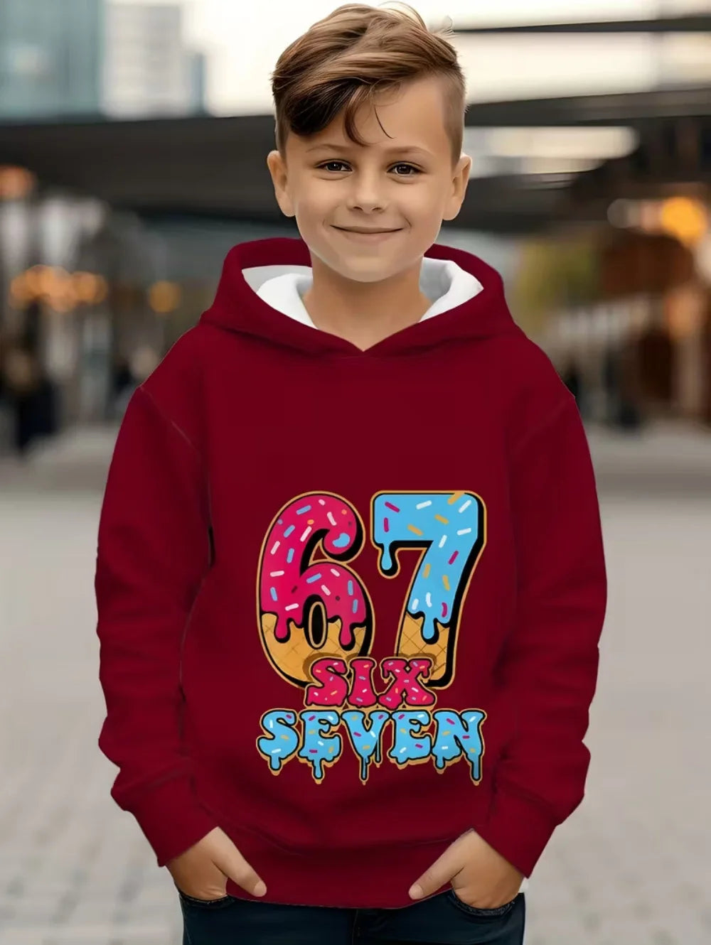 67 Meme Hoodie for Kids Funny Digital Print Autumn Sweatshirt Loose Comfortable Tops Streetwear Fashion Y2k Children's Clothing