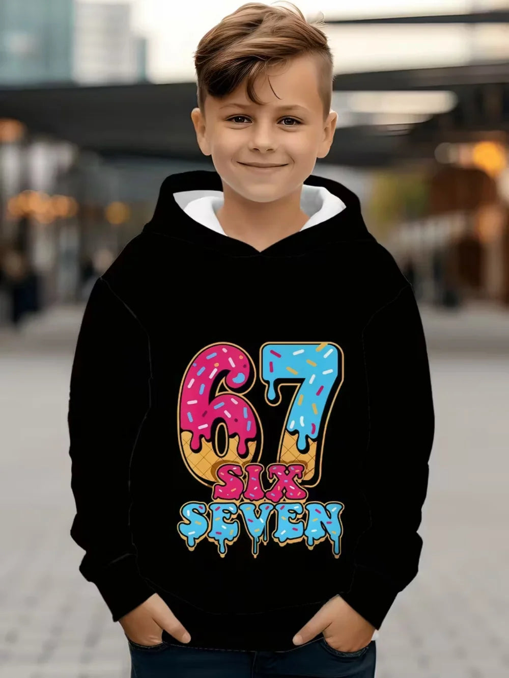 67 Meme Hoodie for Kids Funny Digital Print Autumn Sweatshirt Loose Comfortable Tops Streetwear Fashion Y2k Children's Clothing