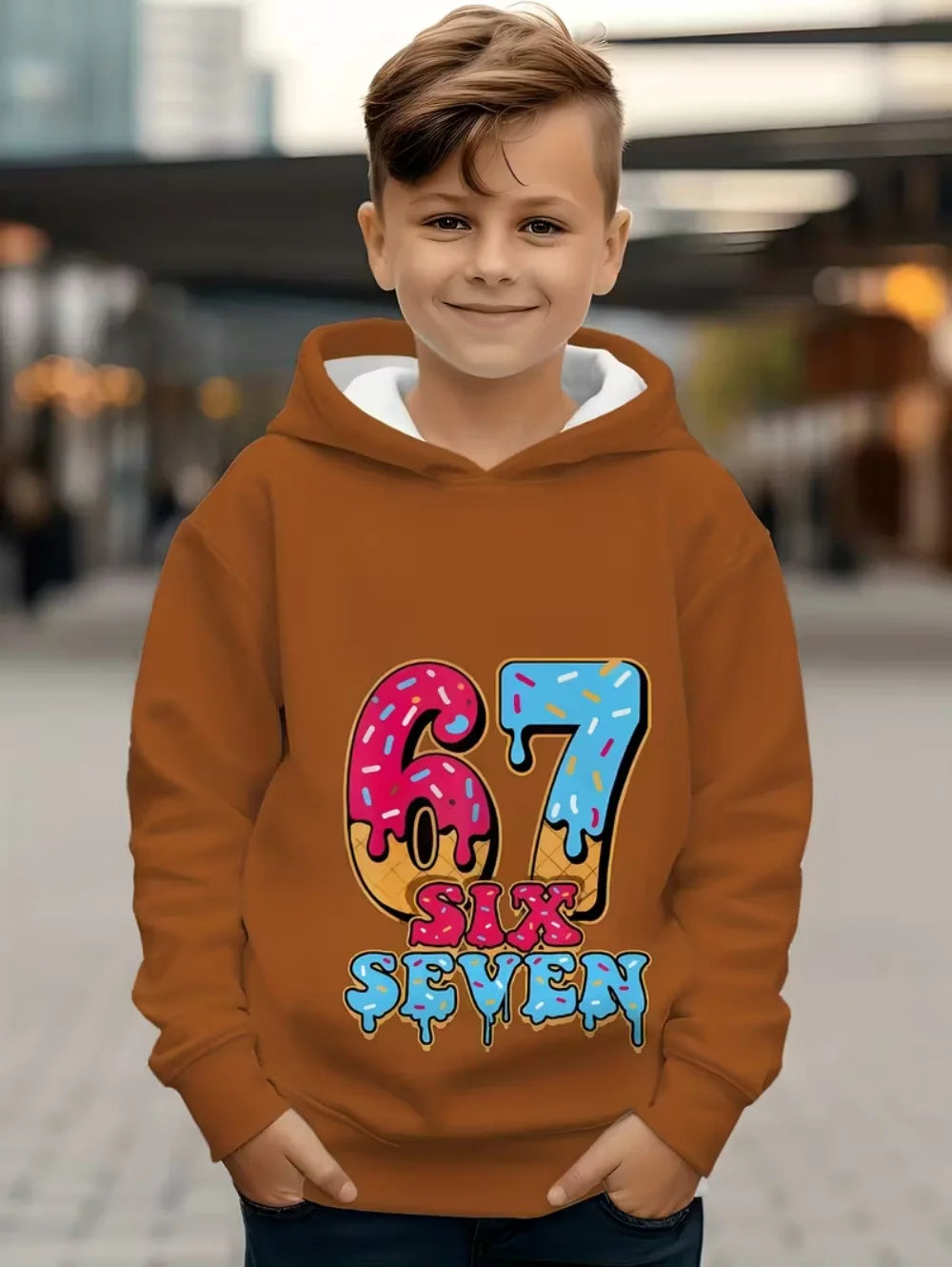 67 Meme Hoodie for Kids Funny Digital Print Autumn Sweatshirt Loose Comfortable Tops Streetwear Fashion Y2k Children's Clothing