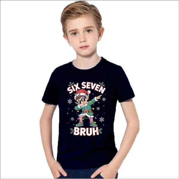 Dabbing Elf Six Seven Bruh Christmas 67 Meme Xmas Boys Fashion T-Shirt Novelty Gift Y2k Graphic Holiday Clothes Saying Tee Tops