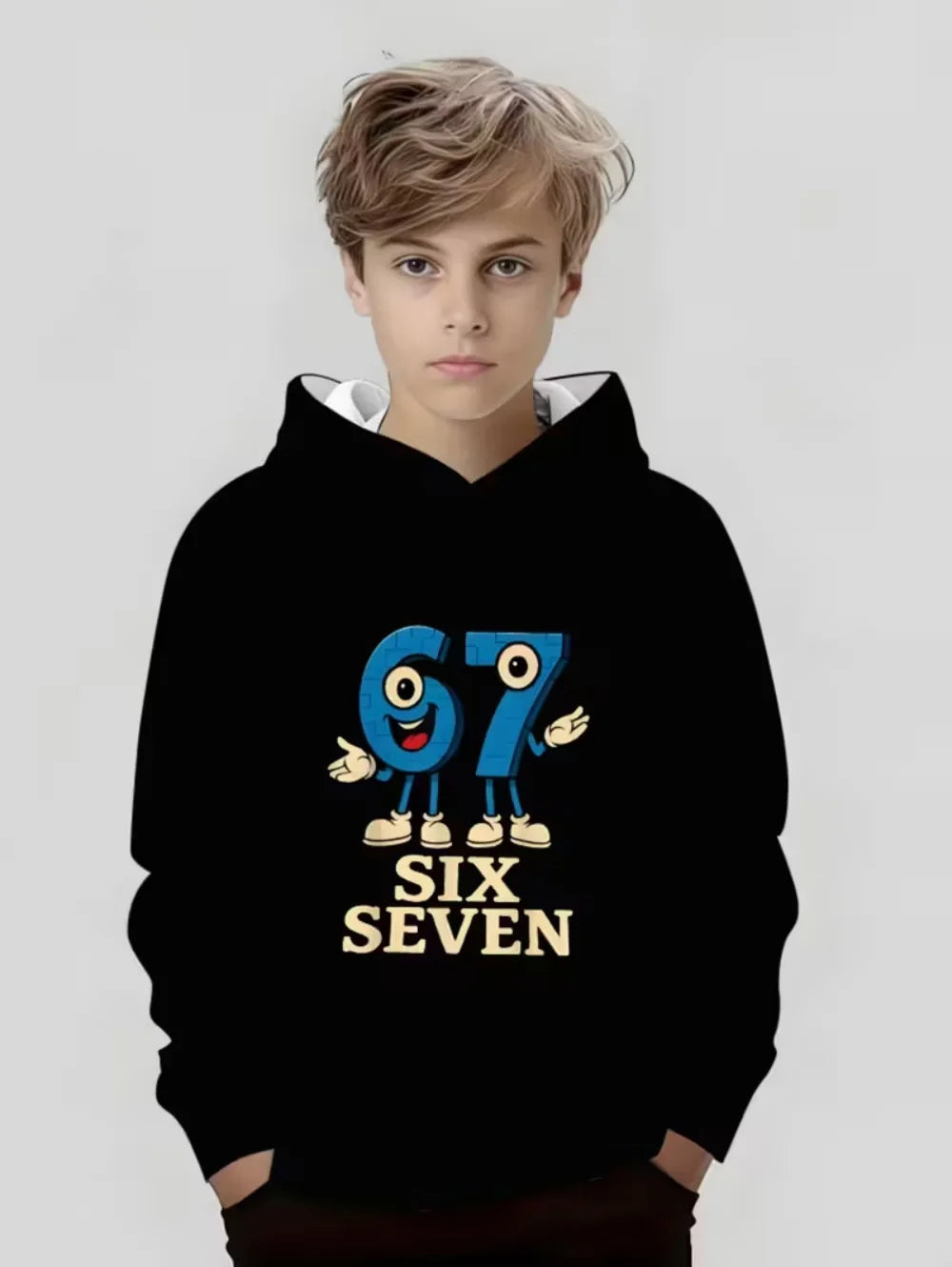 67 Meme Hoodie for Kids Funny Digital Print Autumn Sweatshirt Loose Comfortable Tops Streetwear Fashion Y2k Children's Clothing