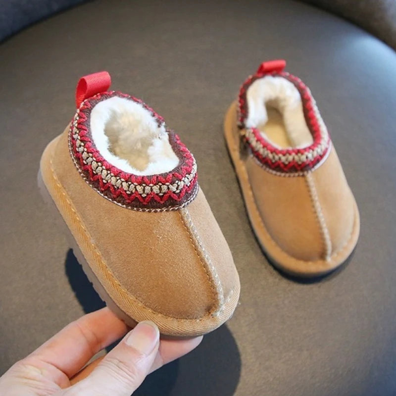 Kids Snow Boots Fashion Warm Winter Ankle Boot Versatile Thick 2025 Retro Baby Girls Shoes Classic Ethnic Boys Boot 1-4 Y Botas