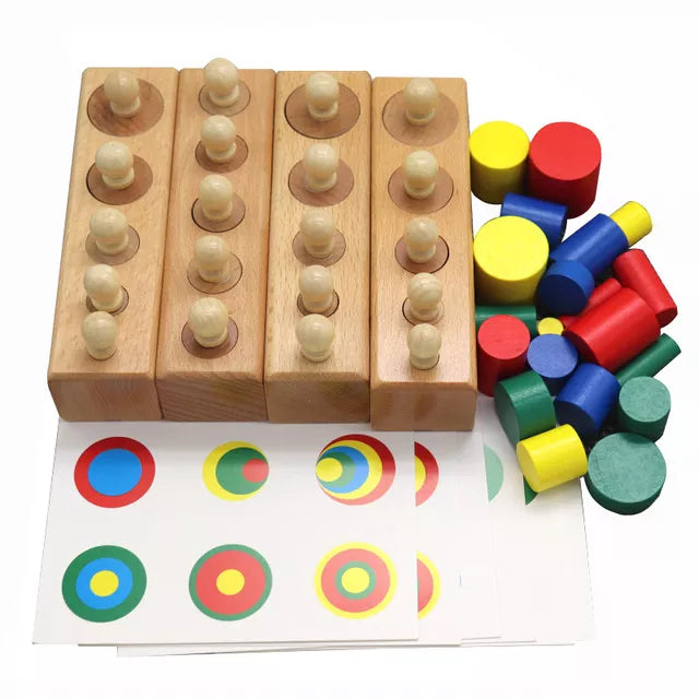 Montessori  Colourful Wooden Socket Cylinder Block Set