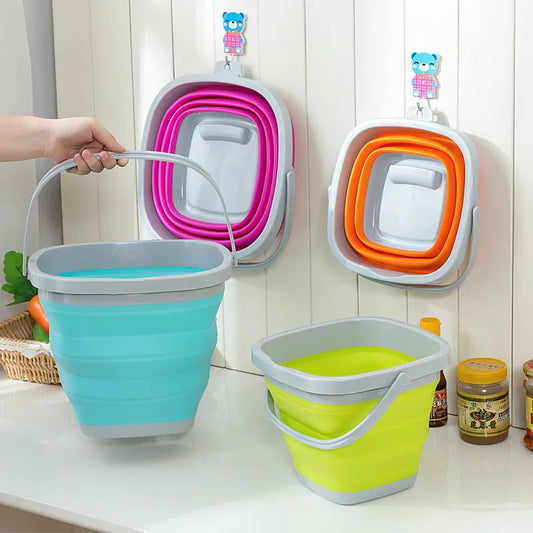 Folding Square Bucket Car Wash Outdoor Fishing Supplies Bathroom Kitchen Camp Bucket 5L/10L/15L