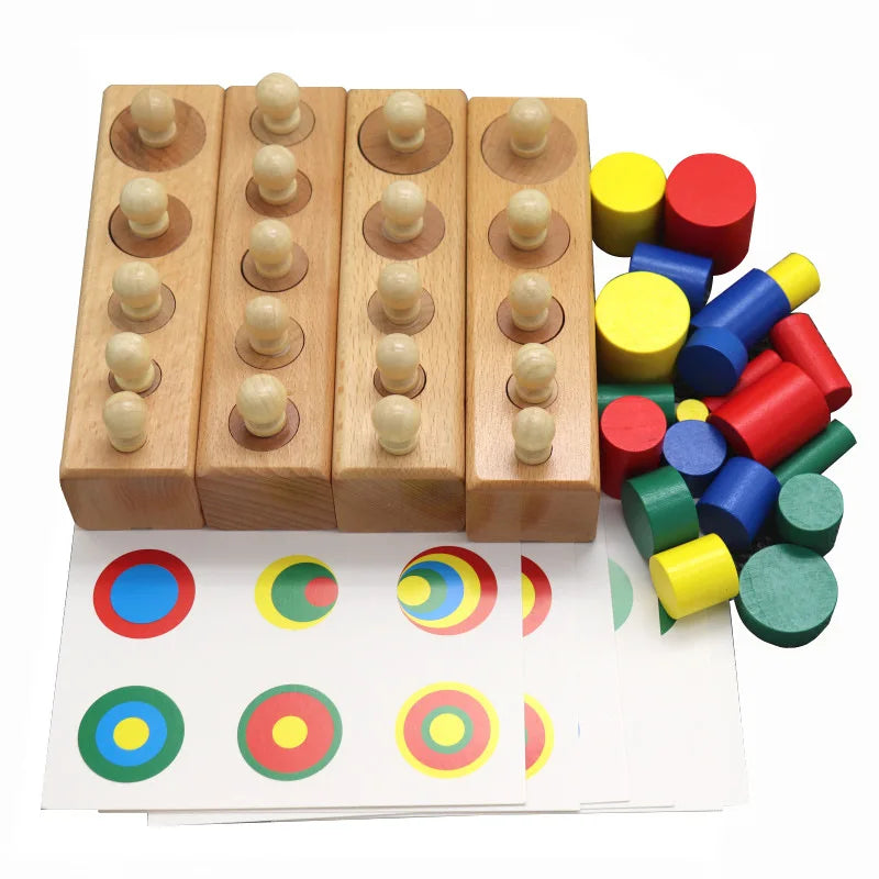 Montessori  Colourful Wooden Socket Cylinder Block Set