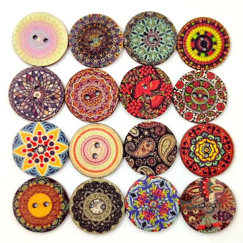 100pcs 15/20/25mm Wooden Buttons for Loose Parts and Creative Play