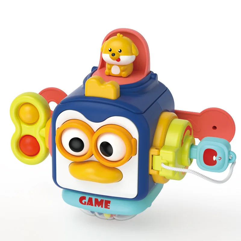 Montessori Activity Cube Baby Toys 6 in 1 Multipurpose Busy Cube Toddler Travel Toy Sensory Busy Board Educational Learning Toys