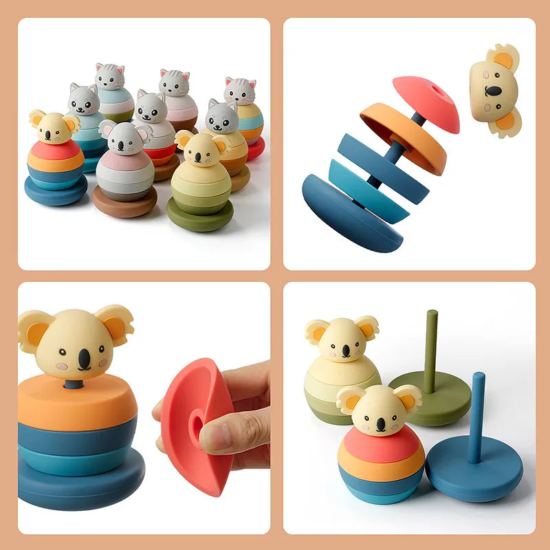 1Set Soft  Silicone Stacking Blocks Baby