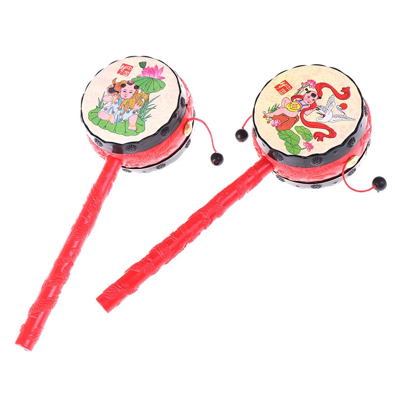 1Pc Chinese Traditional Spin Toy Rattle Drum