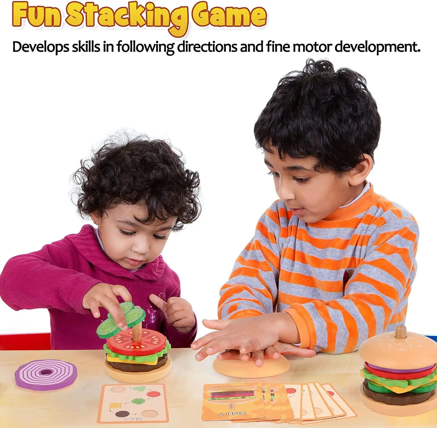 Montessori Wooden Burger Stacking Toys