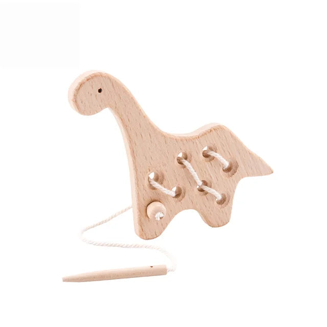 Wooden  Baby Animal Threading and Stacking, Stringing, Threading Beads