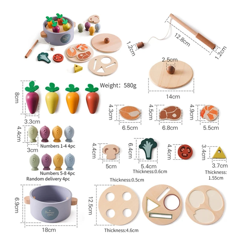 Wooden Montessori Toy Simulation Kitchen Cooking