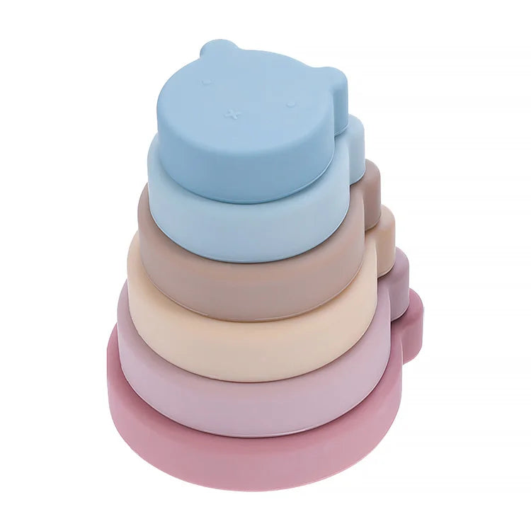 1Set Soft  Silicone Stacking Blocks Baby