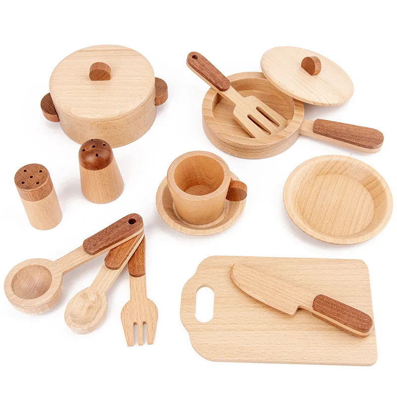 Natural Wooden Simulation Play House Kitchenware