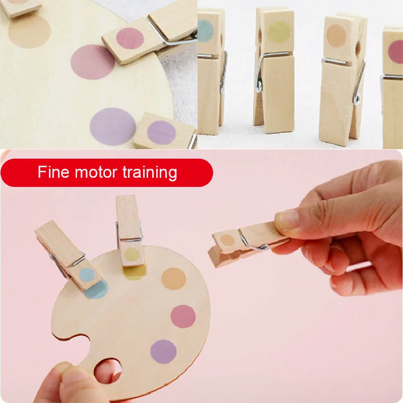 Montessori Wooden Clip Color Matching Puzzle