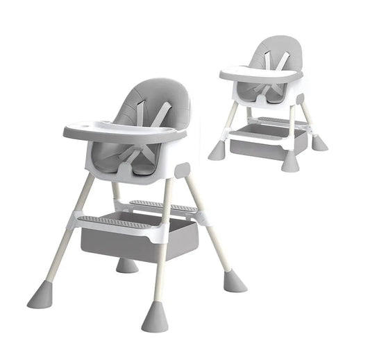 High Chair, 2-in-1  with Footrest, Detachable Double Tray