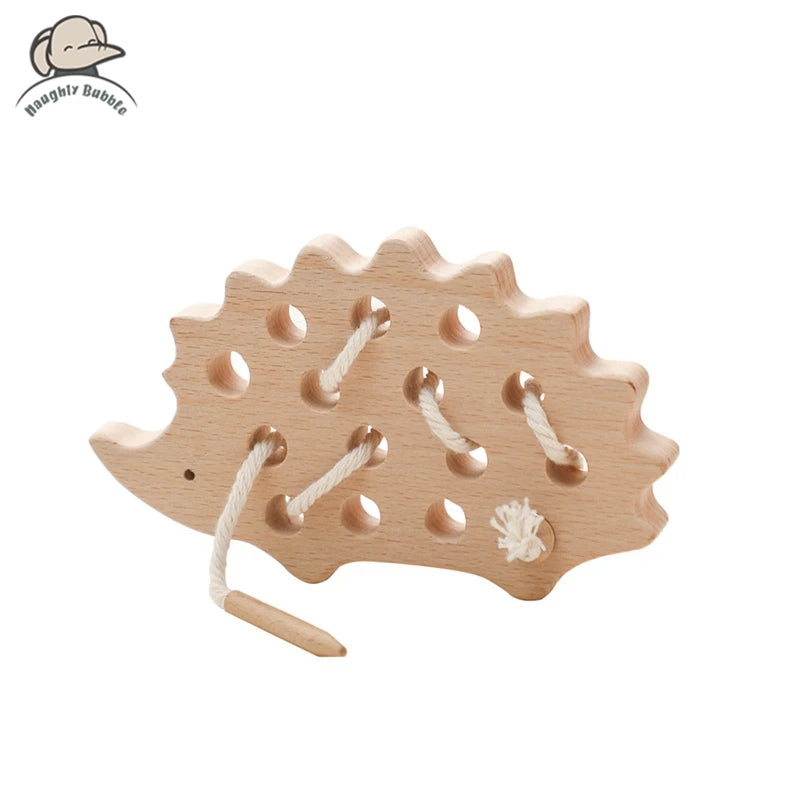 Wooden  Baby Animal Threading and Stacking, Stringing, Threading Beads