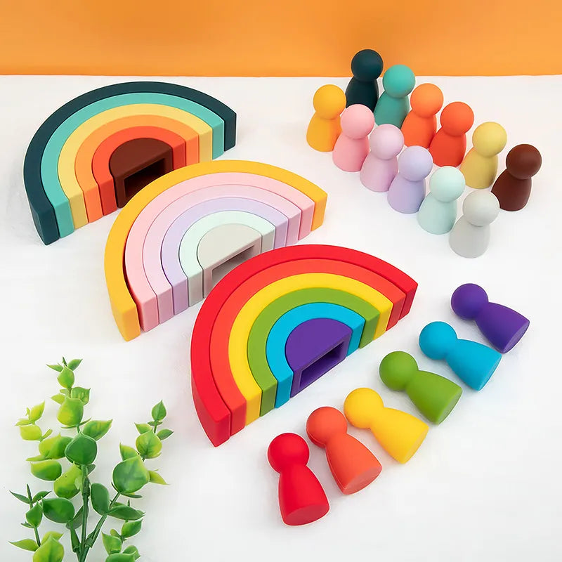 1Set Soft  Silicone Stacking Blocks Baby