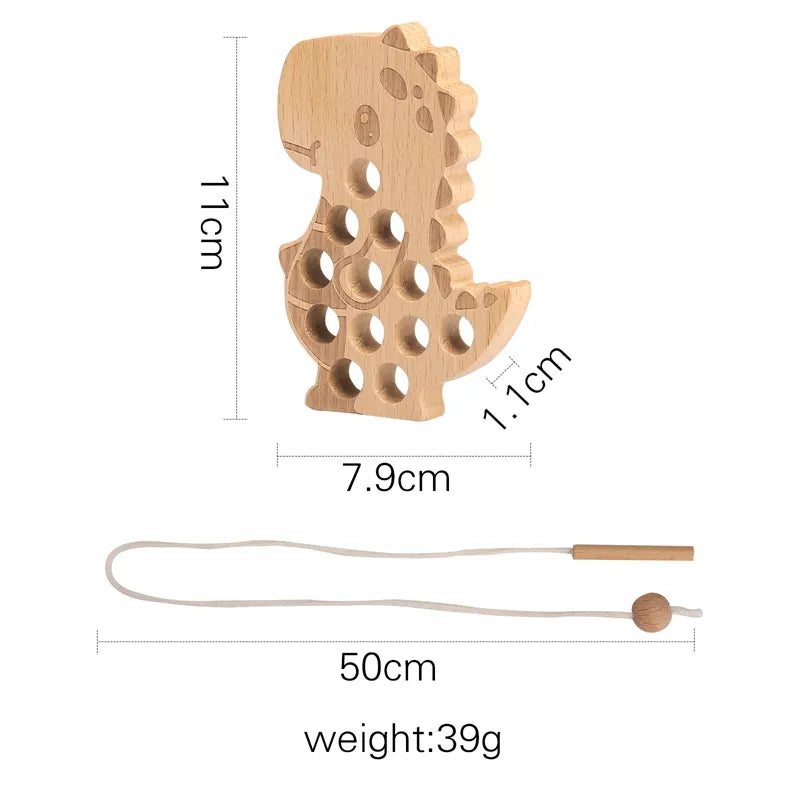 Wooden  Baby Animal Threading and Stacking, Stringing, Threading Beads