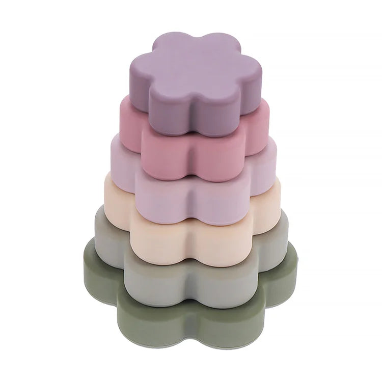 1Set Soft  Silicone Stacking Blocks Baby