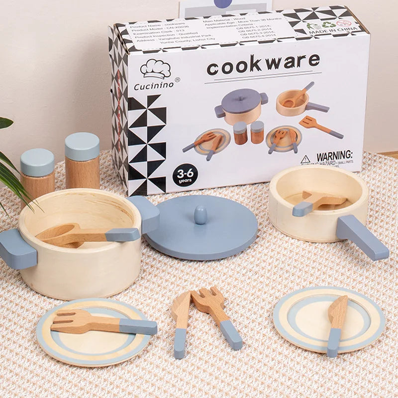 Natural Wooden Simulation Play House Kitchenware