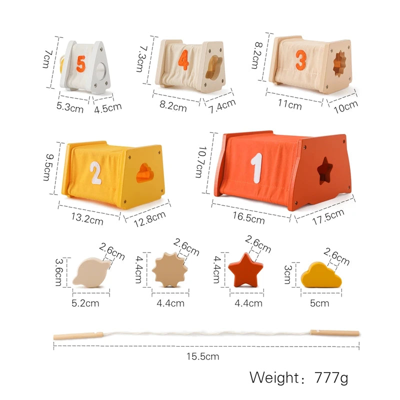 Wooden Montessori  Shape Matching Toy, Stacking Blocks Puzzle