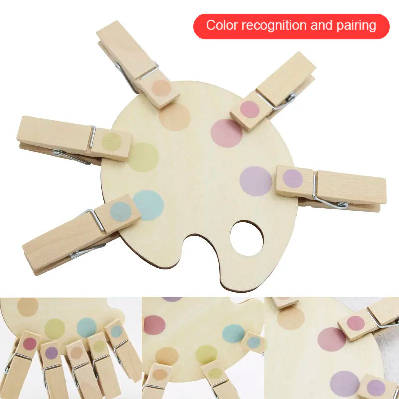 Montessori Wooden Clip Color Matching Puzzle