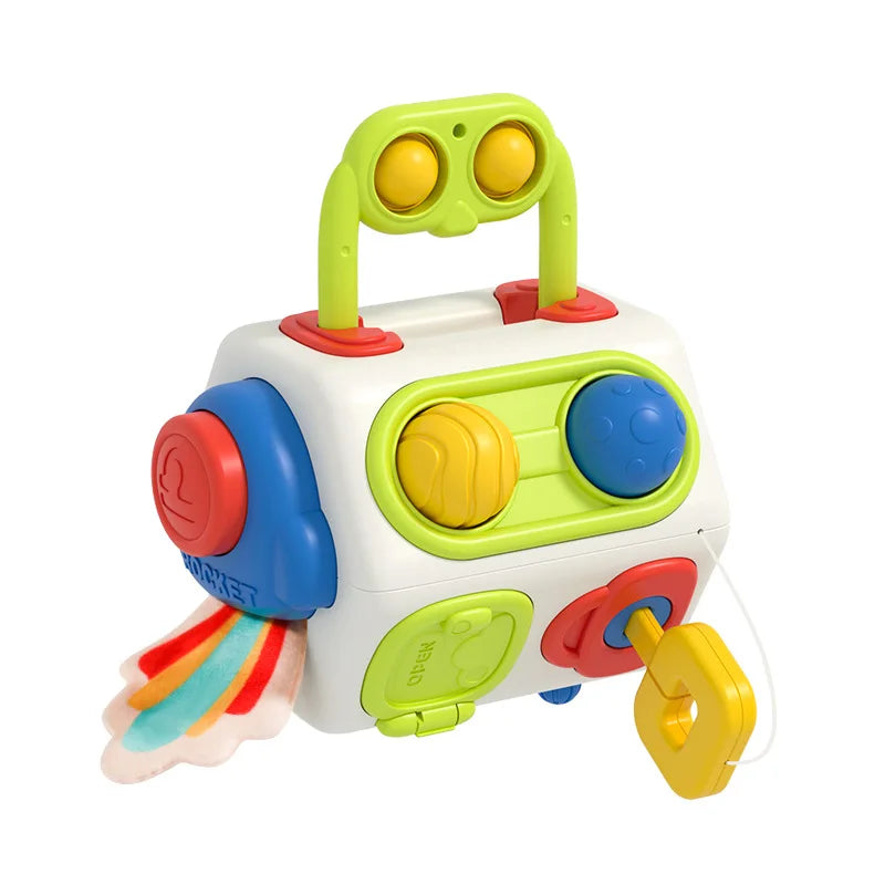 Montessori Activity Cube Baby Toys 6 in 1 Multipurpose Busy Cube Toddler Travel Toy Sensory Busy Board Educational Learning Toys
