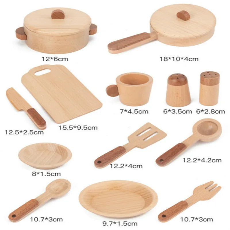 Natural Wooden Simulation Play House Kitchenware