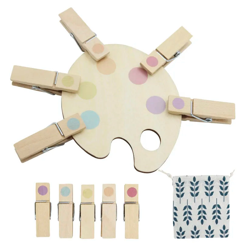 Montessori Wooden Clip Color Matching Puzzle