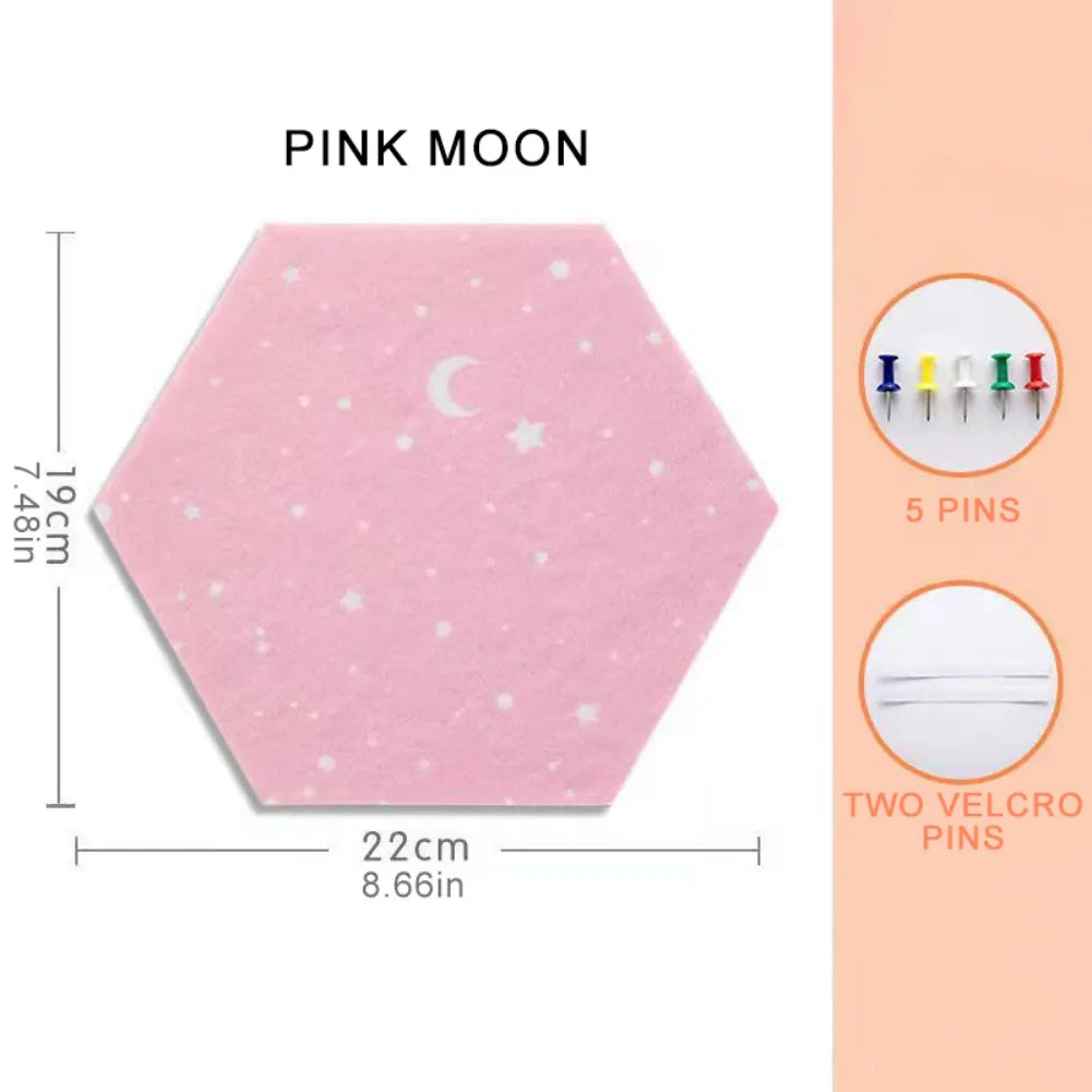 1PC Felt Board Tile Hexagonal Notice Cork Self Adhesive Pin Board Notice Message