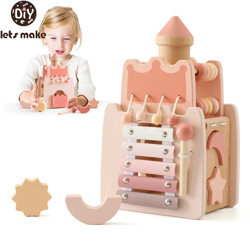 Montessori Woodenk Pink Castle Coordination and Fine Motor Skills