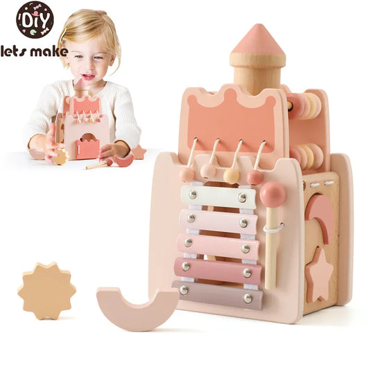 Montessori Woodenk Pink Castle Coordination and Fine Motor Skills