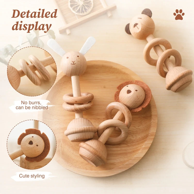 Baby Wooden Montessori  Rattle Puzzle