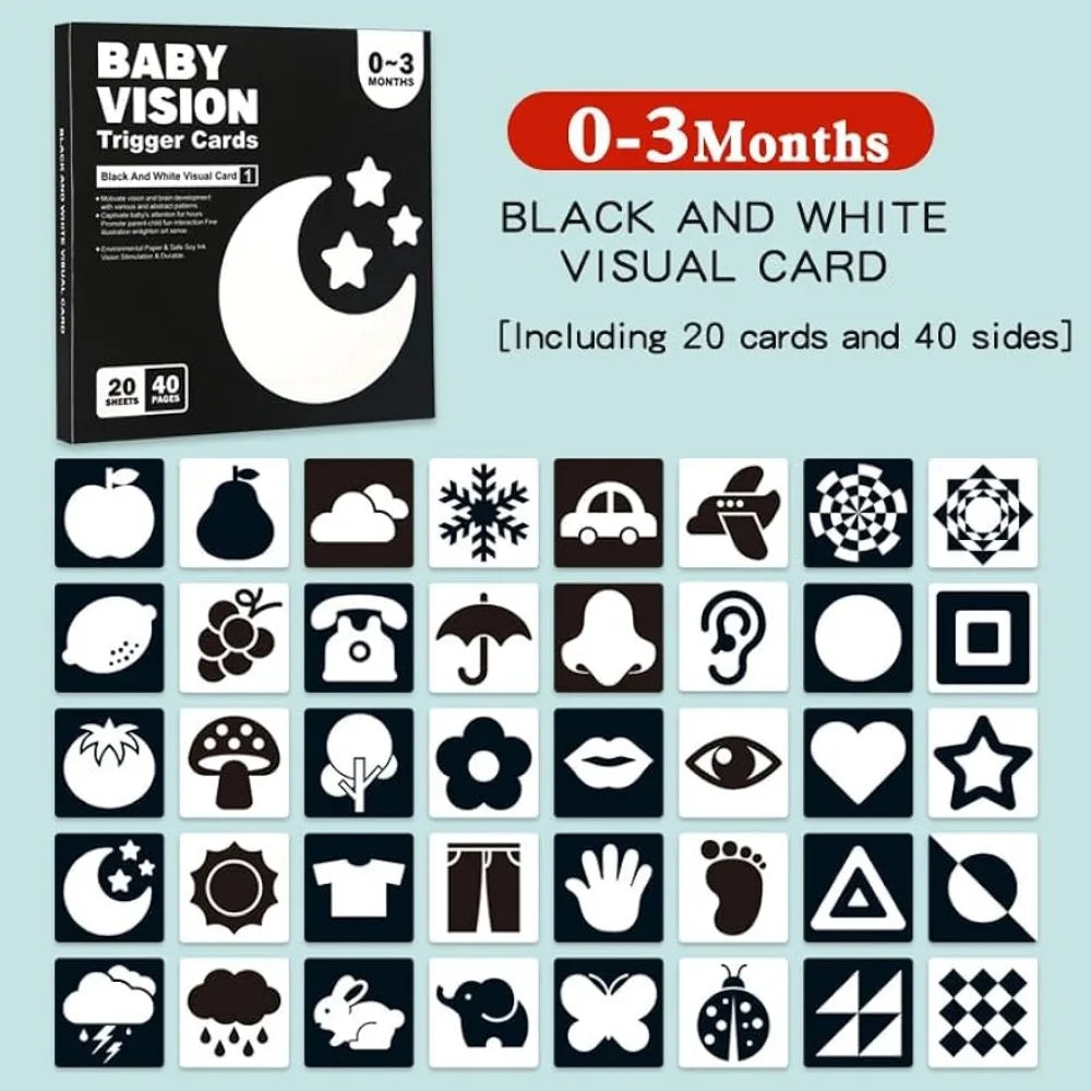 Montessori Baby Vision Stimulation Black White Cards