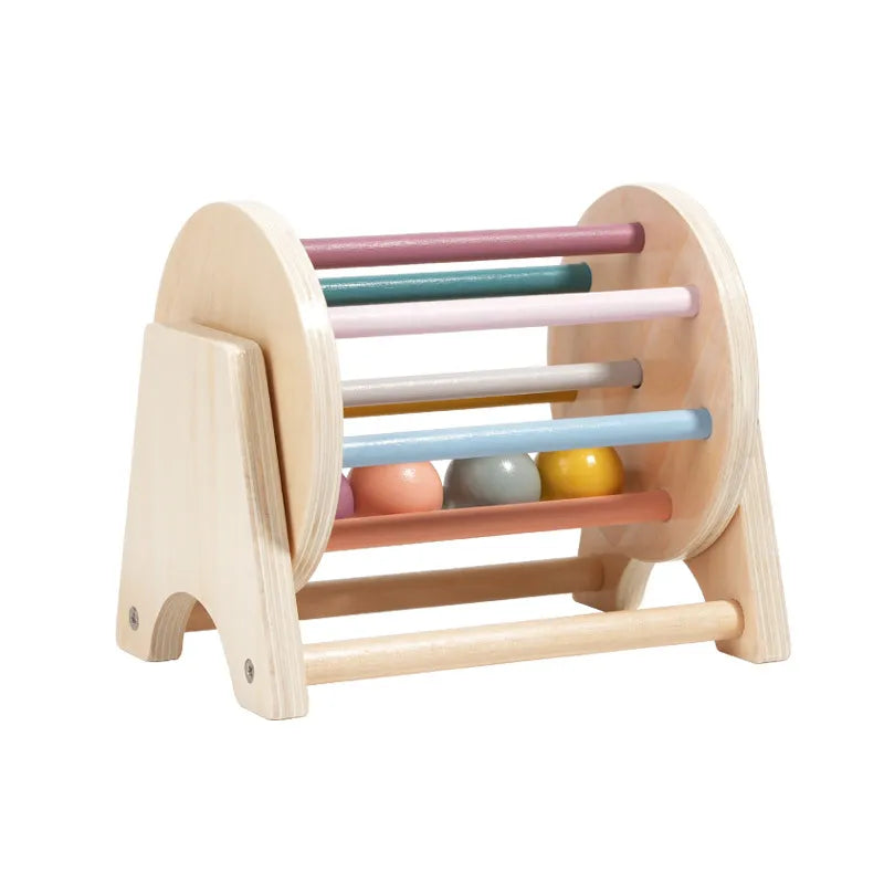 Montessori Baby  Wooden Rolling Ball Drum, Listening, Exercise, Colour Cognition, Hand-eye Coordination