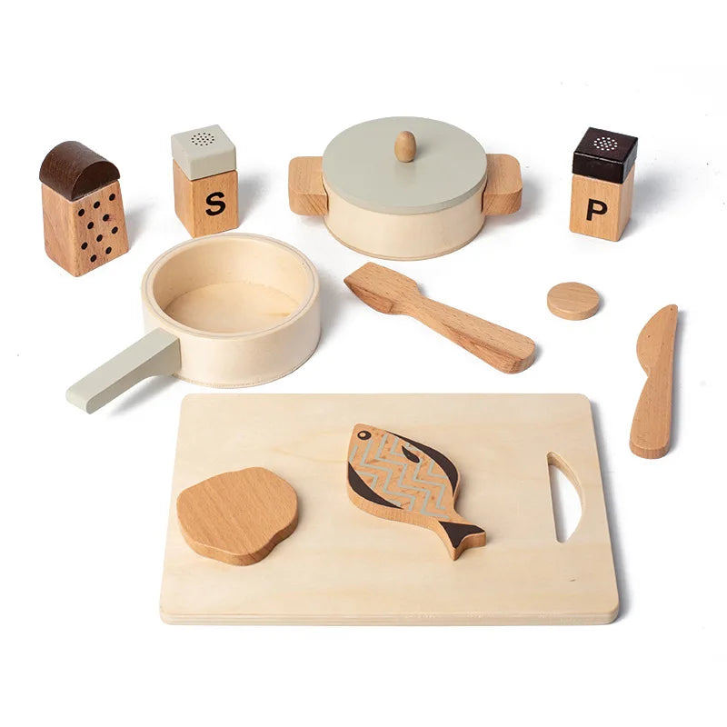 Natural Wooden Simulation Play House Kitchenware