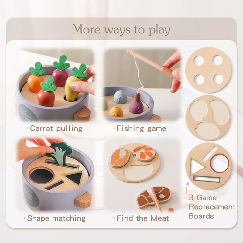 Wooden Montessori Toy Simulation Kitchen Cooking