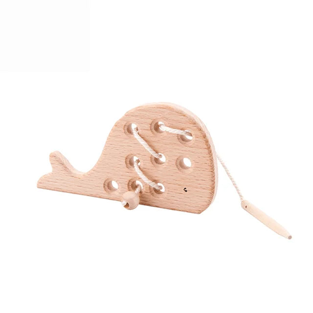 Wooden  Baby Animal Threading and Stacking, Stringing, Threading Beads